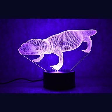 Molly Hieson 3d Lizard Night Light USB Touch Prekidač Dekor Animal LAMP stol stol Optička iluzija svjetiljke 7 boja za promjenu boja