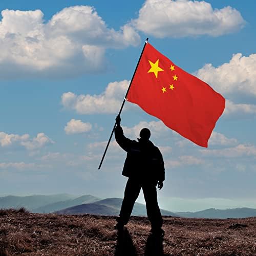Banner Buzz čini vidljivim Kina zastava pletena tkanina 90 GSM - Lagane, svijetle i živopisne boje, mesingani gromadi koriste za unutarnju
