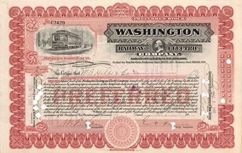 Washington Railway and Electric Co. - Potvrda o razmjeni