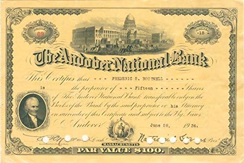 Potvrda o dionicama Nacionalne banke Andover