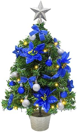 24 ”DIY MINI božićno drvce s LED lampicama, umjetnim mini božićnim drvcem sa zvijezdama i visećim ukrasima za DIY božićni zatvoreni