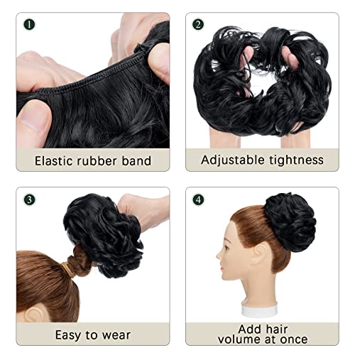 Ukosnica za kosu Bling za žene neuredna punđa pahuljaste razbarušene kravate za kosu sintetička krafna elastične vjenčane ukosnice