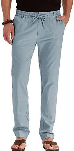 MAIYIFU-GJ muški elastični struk lanene hlače labave ležerne ljetne hlače na plaži Lagane tanke poslovne gaćice