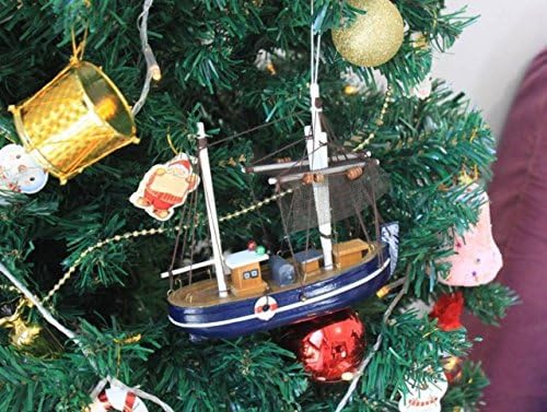 Morska koćaricaHampton-6-101- Božićni drveni model ribarskog broda za božićne morske ukrase-ukras božićnog drvca