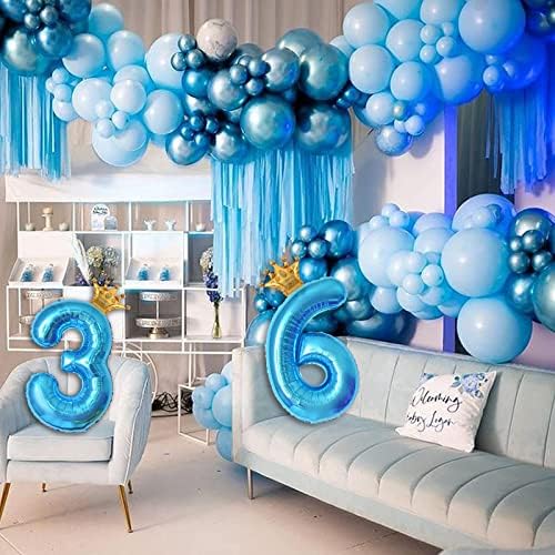 40 inčni plavi broj 3 i mini kruna balon za ukrase za rođendanske zabave, ukrasi za 3. rođendan plave tematske zabave baloni ukrasi