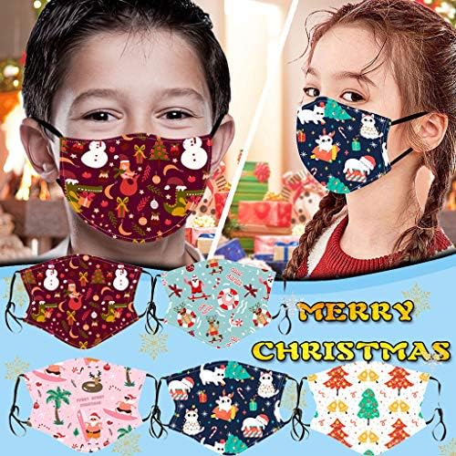5pcs za djecu sa slatkim printom vanjske zaštitne perive i višekratne bandane za lice ostaju sigurne bandane za lice i usta, Božićni