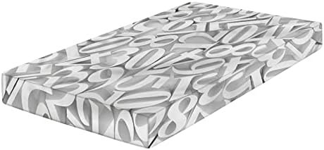 Dekorativni obloženi krevetić, matematika u učionici Microfiber Silky mekani madrac za matrice, ugrađen, 28 x 52, bijeli brojevi tisak
