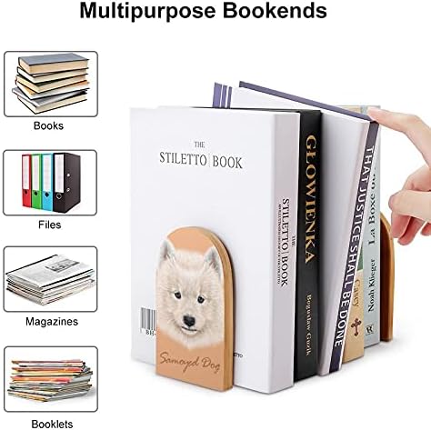 Samojed pas knjige krajevi polica drveni držači za knjige držač za teške knjige razdjelnik moderni ukrasni 1 par
