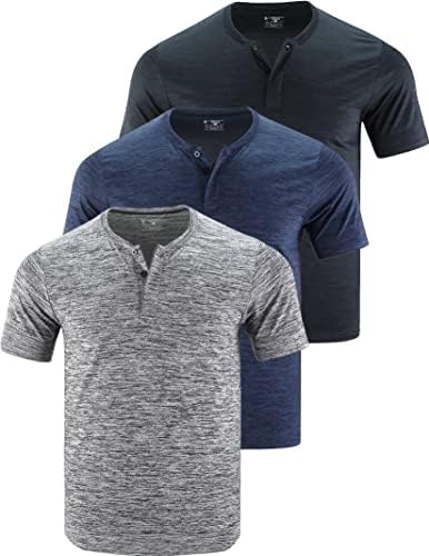 3 Paket: muške polo majice, poslovni povremeni golf Henley radne košulje za muškarce, kratke atletske majice bez kratkih rukava bez
