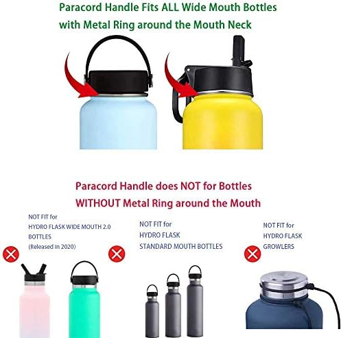 Zerizam slamnasti poklopac kompatibilan za većinu širokih boca za usta, BPA bez izoliranja, dodajte jedan vrhunski remena Paracord
