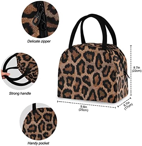 Leopard torba za ručak za žene i djevojke, torba za ručak za višekratnu upotrebu, hladnjak, izolirana kutija za ručak za školu, ured,