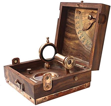 Vintage Nautička drvena baza, pomično povećalo s kombiniranom kutijom za alat;
