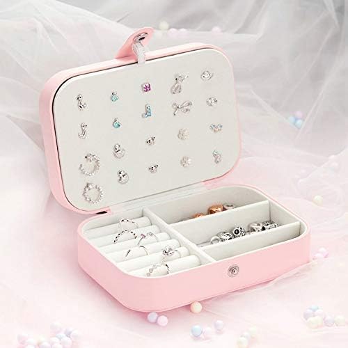 ; Izvrsna kutija za nakit ružičasta kutija za nakit od PU kože višenamjenska kutija za pohranu naušnica prsten kutija za pohranu nakita