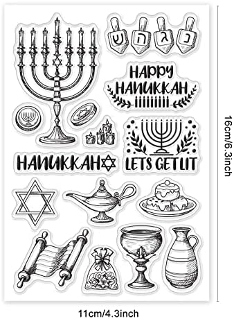 Globleland Hanukkah Clear Stamp svijeće Silikone Clear Stamp Magic Lambs Prehrambene gumene markice za karticu časopisa za bilježnice