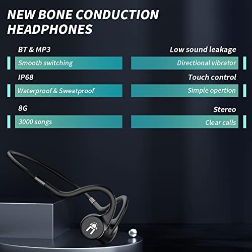Reeray Vodootporna kostiju za plivanje slušalice, R5 R5 Open-Ear IP68 MP3 Player Wireless Sport Bluetooth slušalice s mikrofonom, ugrađene