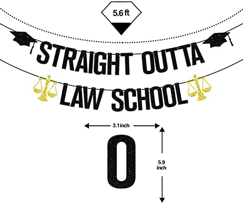 Straight Outta pravni fakultet, 2023. znak za pravni grad Bunting Sign, čestitke odvjetnika, ukrasi za diplomiranje na pravnom fakultetu