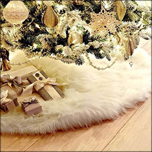 NUOBESTY DRVE suknja bijelo bijelo božićno drvce plišane suknje Xmas drveti suknja mat tepiha pregača za odmor ukras ukras 150 cm bijela