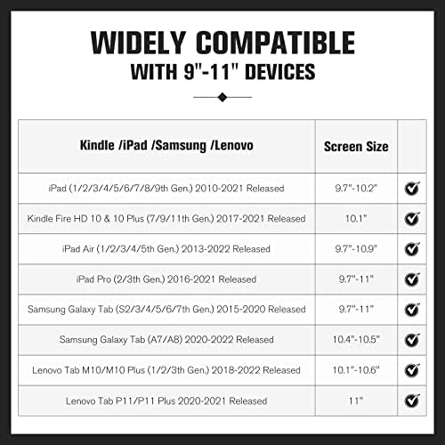 Moko Univerzalni slučaj za 9 -11 iPad 9. gen/iPad Air 5th Gen/iPad Pro 11/Samsung Galaxy/Lenovo tablet, lagana futrola za rotatabilnu