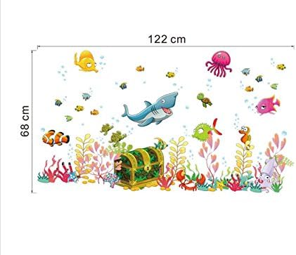 Zidne naljepnice dekor morskog života podvodni svijet morski život morsko dno morsko dijete Dječja soba kupaonica 1307