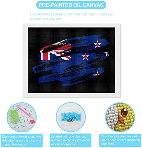 Grunge teksturirana Novozelanđanska zastava Dijamantni setovi za slikanje za odrasle pune kvadratne vježbe dijamantna slika zidna umjetnost