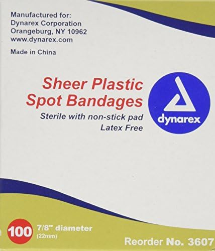 Sterilni Dynarex okrugli spot zavoje, čista plastična 7/8 kutija od 100