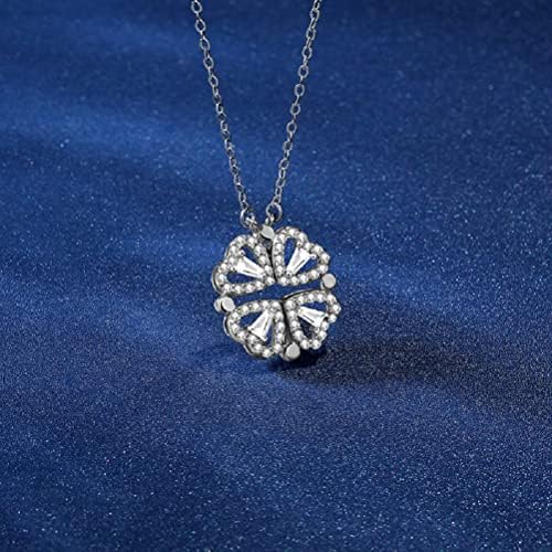 Srebro u obliku srca i djeteline s četiri lista s privjeskom ogrlica s kristalnim nakitom za žene i djevojke