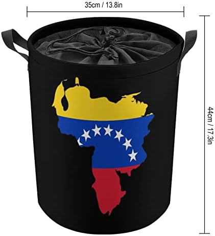 Karta zastave Venezuele košare za rublje s ručkama Vodootporna sklopiva vrpca okrugle košare za odjeću organizator za pohranu