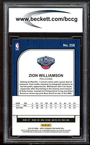 2019-20 Hoops Premium Stock 258 Zion Williamson Rookie Card BCCG 10 Mint+