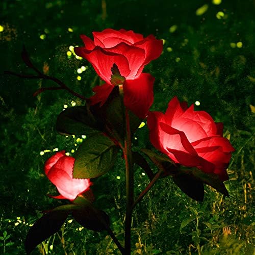 Svjetla u solarnom vrtu, crvena ruža cvijeća svjetla LED solarna svjetla s 3 ruže vodootporna za vrt, dvorište, božićna staza, dekor