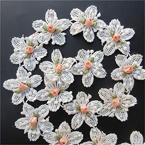 10pcs cvijet s dijamantskim mini obojenim pupoljcima oblik cvjetni čipkasti rub vrpca 5,5 cm/ 2,17 širina vintage bijela ivice za obrezivanje
