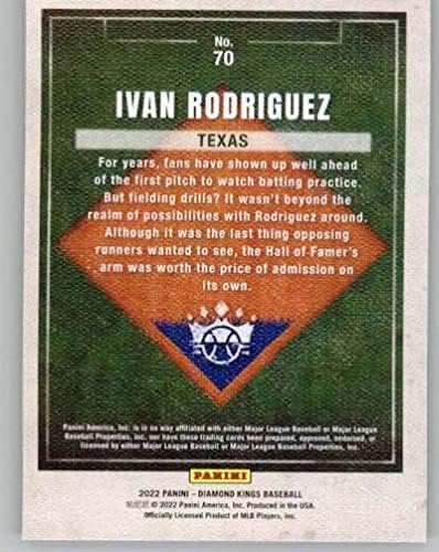 2022 Panini Diamond Kings Plavi okvir 70 Ivan Rodriguez Texas Rangers Baseball Trading Card