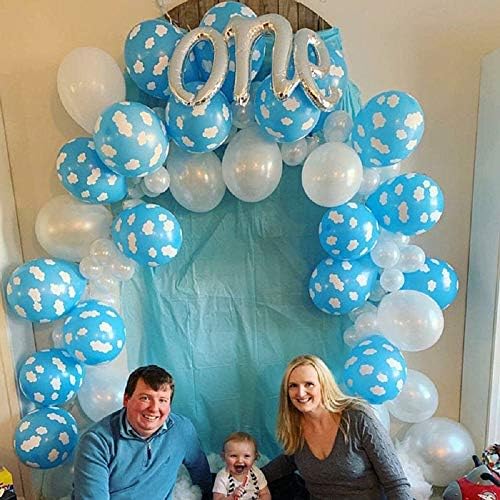 50pcs Cloud Latex Balloons Ukrasni baloni plavi i prozirni baloni za print u oblaku za dječje tuš dječake djevojčice za rođendan