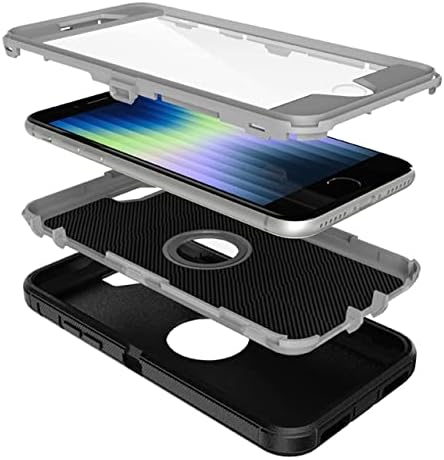 MXX iPhone SE 2020 / SE 2022 Zaštitna futrola za zaštitu zaslona [3 sloja] Robusna zaštita od gumenog udara i rotirajući remen od 360