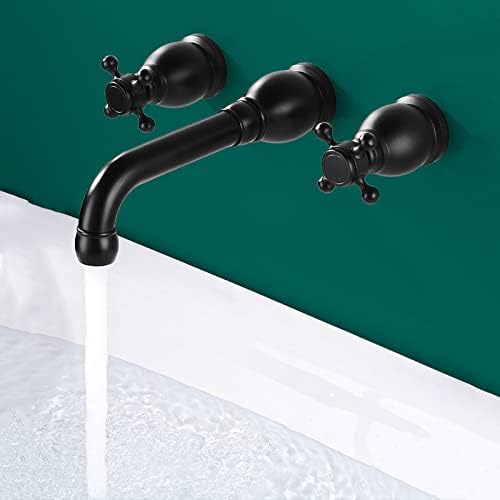 Mješalice Sudemota Zidna miješalica za umivaonik u kupaonici Crna, slavina za toplu i hladnu vodu, okretni izljev za 360 °, Dvostruka