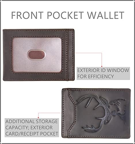 DK86 muški kožni jelen Slim novčanik s novcem minimalističkim bifolnim prednjim džepnim novčanikom za muškarce RFID blokirajući kožu