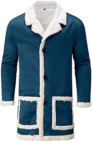 YMOSRH Sportske jakne za muškarce muške casual kardigan flece obložene čvrstim gumbima vuna dugi rukav rov jakne jakne