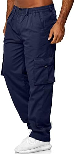 Muške teretne hlače, 2023. ljetni muškarci Utility Solid Color Loose Fit Struk struka JOGGER TWATSEPANTS SWATTPANTS s džepovima