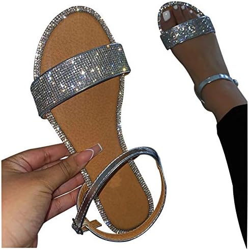 Getbee sandale za žene Drvane ljetne stanove Ženske sandale Otvorene cipele s nožnim prstima iskričave kopča za gležnjeve sandale na