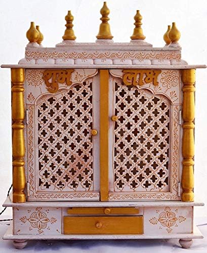 Devyom Home Hram/drveni hram/Pooja Mandir/Pooja hram s LED žaruljom Unutar pooja članaka Božji okvir, Pooja Thali