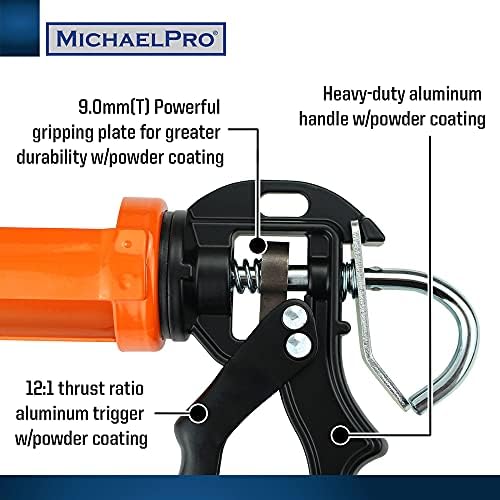 MichaelPro MP013005 Profesionalni pištolj bez kapljanja s omjerom 12: 1 potiska, 10oz protiv kapuljača, pištolj za silikonski aplikator,