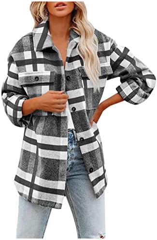 Aihou plad jakne za žene modni, ženska ležerna vuna mješavina jakna s dugim rukavima s dugim rukavima zima zima