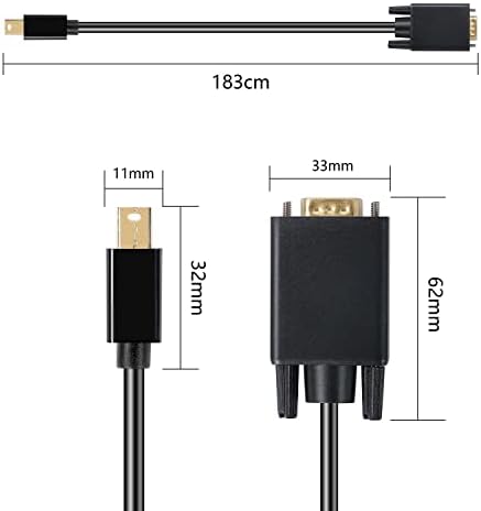 XMSJSIY MINI DP/DisplayPort to VGA adapter kabela, Thunderbolt Mini DP mužjak do VGA mužjaka prijenosno računalo na PC Monitori 1080p-1.8