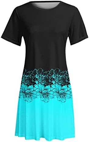 Ženska Moda 2023 ljetne haljine za žene ležerna haljina za plažu s cvjetnim printom kratki rukav Okrugli vrat široka boho haljina