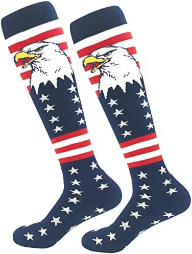 Sportske čarape do koljena s američkom zastavom, domoljubne čarape iznad teladi za bejzbol, nogomet, softball