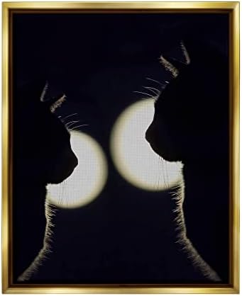 Siluete dviju crnih mačaka na noćnoj mjesečini, životinje koje plutaju uokvirene zidnom umjetnošću, dizajn Daphne polselli