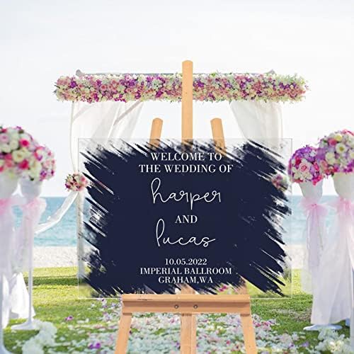 Akrilni vjenčani znak mornarsko plavo čisto akrilno vjenčanje natpis Personalizirani znak za vjenčanje Perfektivni znak savršen za