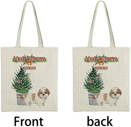 Prirodna pamučna lanena torba torba božićni ljubitelj psa pokloni Djeda Mraza pomagači u lončanima borovo stablo s zvonima poklon kutije