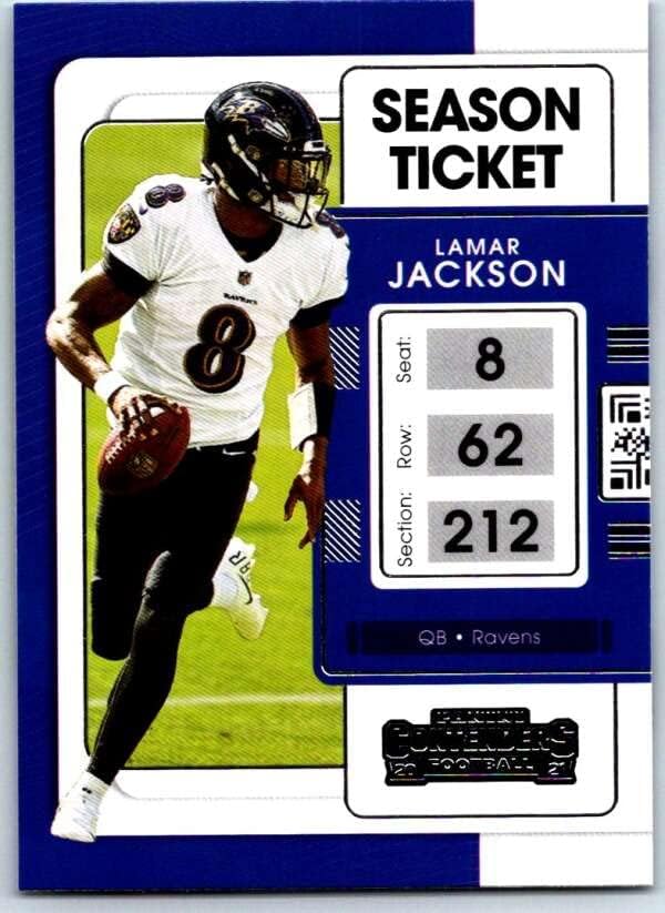 2021 Panini Condenders Sezona ulaznica 7 Lamar Jackson Baltimore Ravens NFL nogometna trgovačka karta