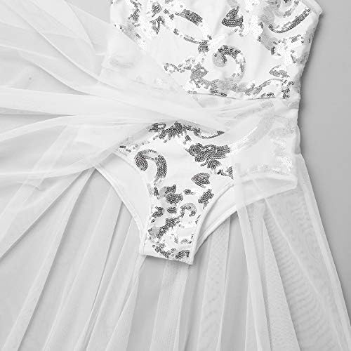 Lirična haljina Chictry djevojke cvjetni šljokice leotard s dugim mrežastim prekrivama suknje plesne kostime