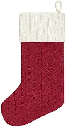 St. Nicholas kvadrat 21 inčni kabel pleteni monogram božićna čarapa vezena slovom